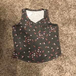 Olive green floral tank top